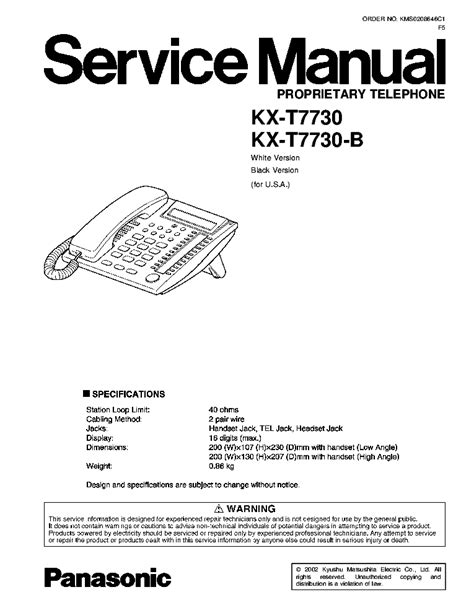 Manual panasonic kx t7730 en espaol. - Kyocera mita pf 410 service repair manual parts list.