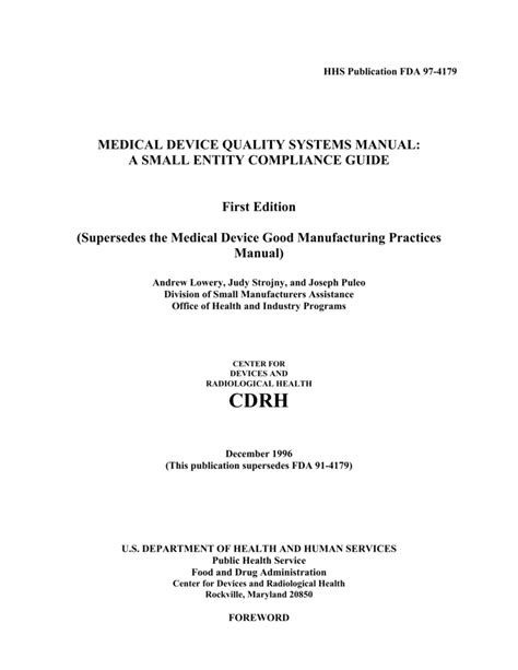 Manuale dei sistemi di qualità dei dispositivi medici medical device quality systems manual. - Bco guide to office fit out.