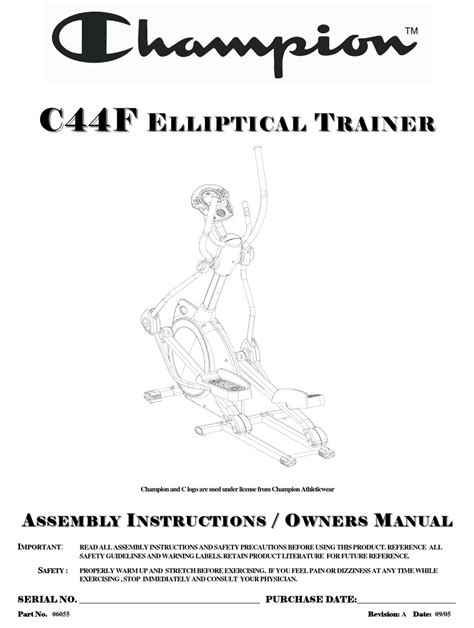 Manuale del trainer ellittico champion c44f. - True ztx 850 treadmill owners manual.