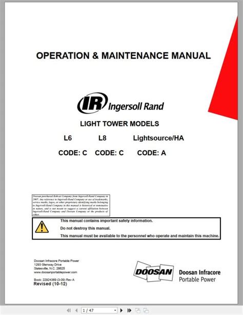 Manuale della torre faro di ingersoll rand ingersoll rand light tower manual. - Lg 42ld450 42ld450 ca lcd tv service manual download.