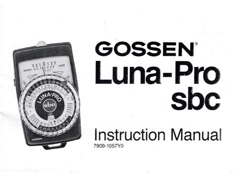 Manuale di gossen luna pro sbc. - Manuale di riparazione per ford ka 2015.