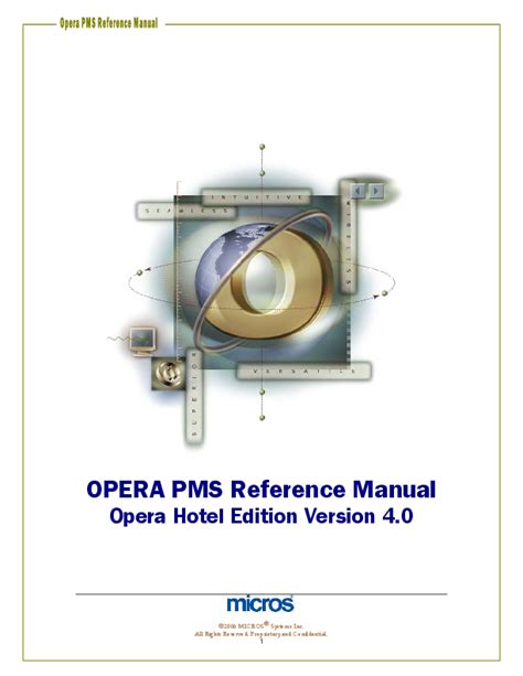 Manuale di micros opera pms versione 5. - Manuale di servizio installazione home bestway.