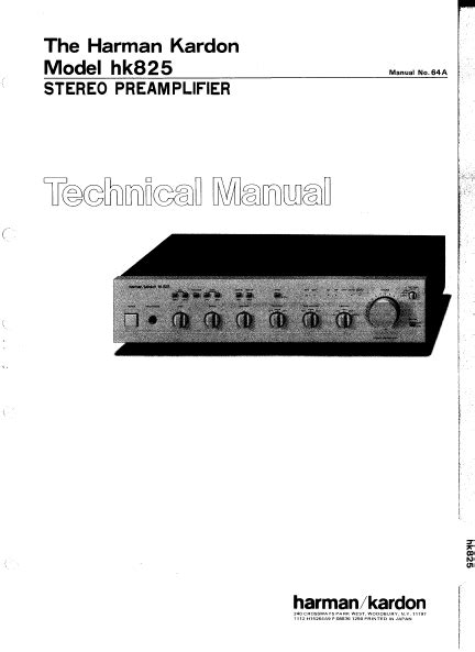 Manuale di riparazione del preamplificatore stereo harman kardon hk825. - Singer futura ce 100 instruction manual.