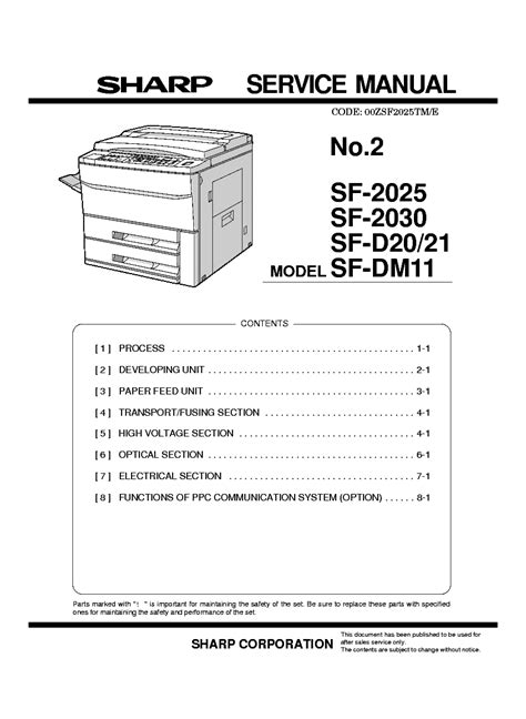 Manuale di riparazione sharp sf 2025 sf 2030 copiatrice digitale. - Guida slangman alla strada parla 3.