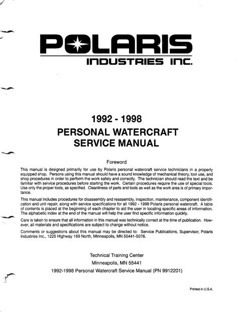 Manuale di servizio del jet ski polaris slt 700. - Manual repair crdi sorento 2 8.