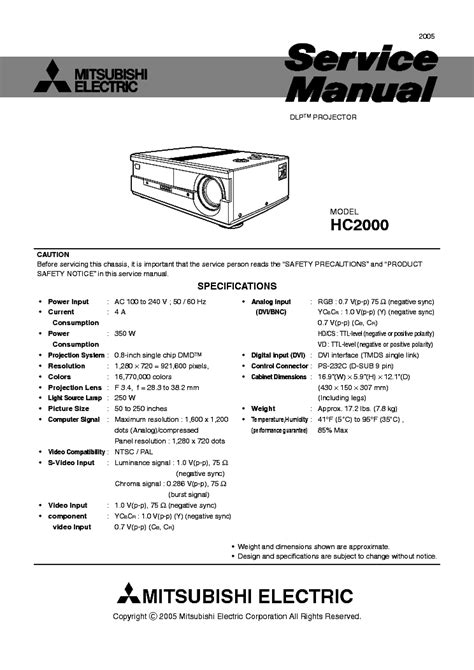 Manuale di servizio del proiettore mitsubishi hc2000. - Arthroscopic knot tying an instruction manual.