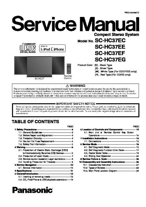 Manuale di servizio del sistema stereo compatto panasonic sc hc37ec. - Manual for a mercedes engine model om441a.