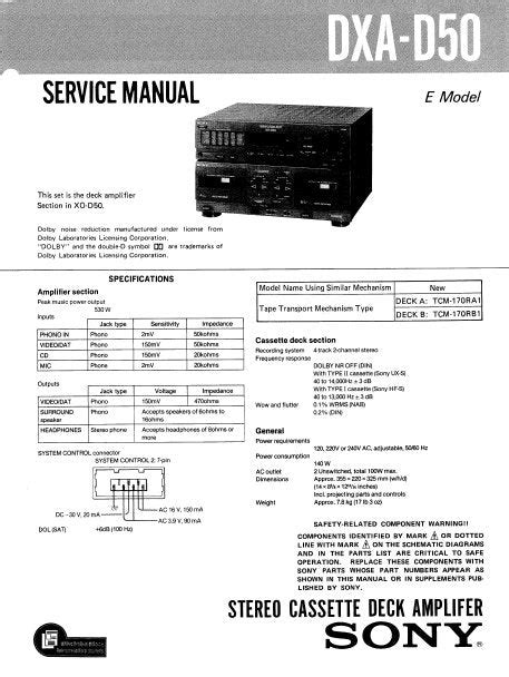Manuale di servizio sony dxa d50 amplificatore a cassette stereo. - 2015 mercury 40hp 50hp 60hp factory service repair manual.