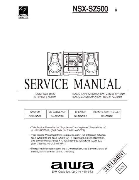 Manuale di servizio supplemento aiwa nsx sz500 cd impianto stereo. - Sichtbare und unsichtbare bewegungen: vorträge auf einladung des vorstandes ....