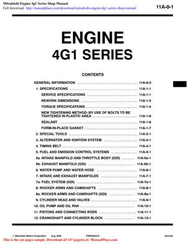 Manuale officina motore serie 4g1 4g1 series engine workshop manual. - 1996 2002 suzuki df9 9 15 4stroke outboard repair manual.