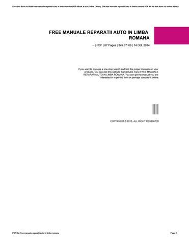 Manuale reparatii auto in limba romana gratis. - Handbook of thermoprocessing technologies by axel von starck.