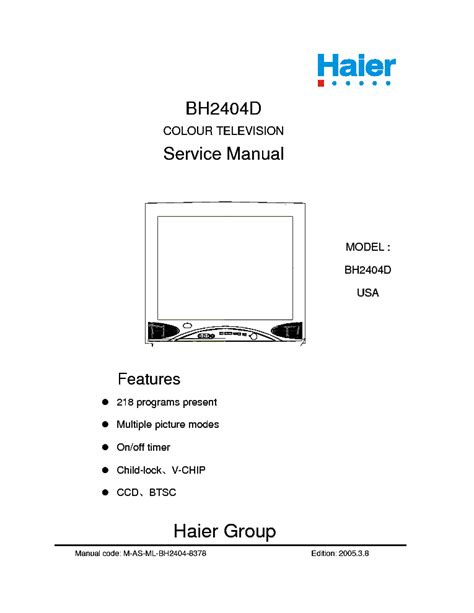 Manuale utente della televisione a colori haier bh2404d. - Download manuale di riparazione mercedes benz w124.