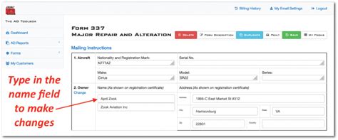 Manually Edit Registered Owners in Form 337 Zook Aviation Help Blog