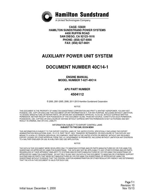 Manuals Apu Sundstrand