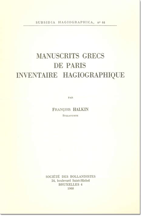 Manuscrits grecs de paris; inventaire hagiographique. - Qumran a carta jerusalem field guide.