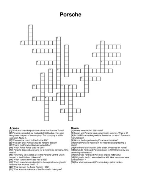 Universal has many other games which are more interesting to play. Well if you are not able to guess the right answer for Porsche 911s, for example Universal Crossword Clue today, you can check the answer below. Clue. Answer. Porsche 911s, for example Crossword Clue Universal. SPORTSCARS.. 