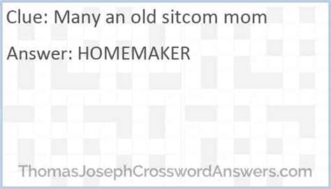 Beaver's mom Crossword Clue Answers. Find the latest crossword clues from New York Times Crosswords, LA Times Crosswords and many more. ... HOMEMAKER Many an old sitcom mom (9) Thomas Joseph: Jan 2, 2024 : Show More Answers (29) To get better results - specify the word length & known letters in the search. 1)