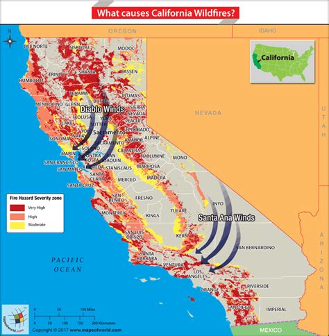 Map: California wildfires cause evacuations amid high winds