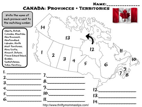 Map Of Canada Interactive Worksheet