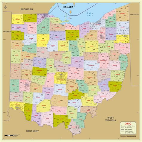 Map Of Ohio Zip Codes Map Vector