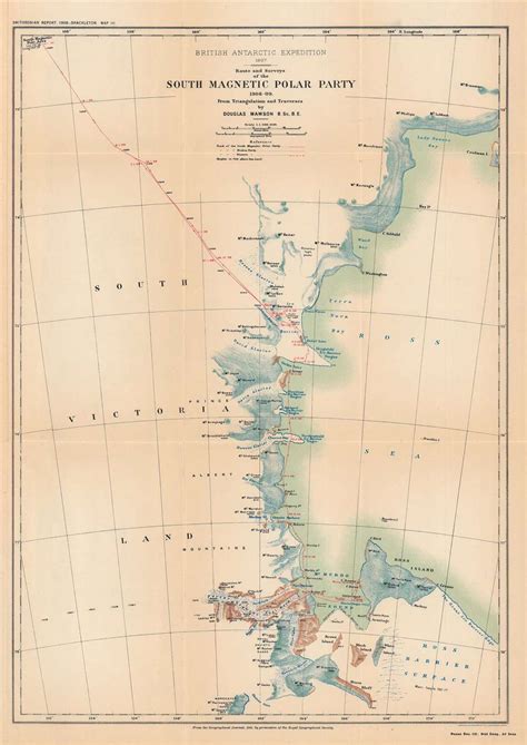 Map Route and Surveys of the South Magnetic Polar Party, 1908 …