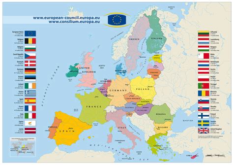 The map of Europe shows the member states of the European Union and the EU candidate countries. The dimensions of the map may vary by a few centimeters .... 