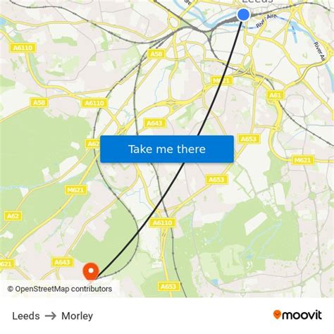 Map from Leeds to Morley