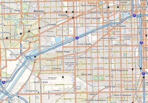 Map from Oakbrook Center to Chicago Midway International …