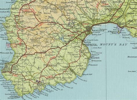 Map from Penzance to Truro