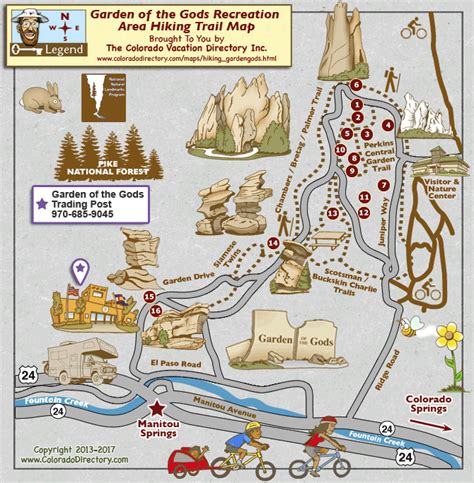 Map garden of the gods colorado springs. The towering red rock formations of the Garden of the Gods Park come alive when you visit the free Visitor and Nature Center and explore the geology, plants, animals and people of this amazing 1,341.3-acre regional park, located at 1805 North 30th Street in Colorado Springs. This incredible city-owned park is truly one of a kind. 