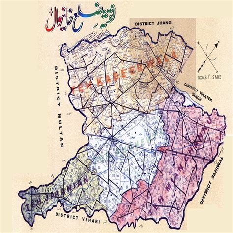Map khanewal district.  Covering an area of approximately 4,349 square kilo...