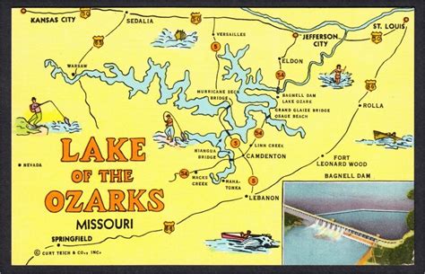 Missouri Lakes Shown on the Map: Bull Shoals Lake, Harry S. Truman Reservoir, Lake of the Ozarks, Mark Twain Lake, Stockton Lake, Table Rock Lake and Thomas Hill …. 