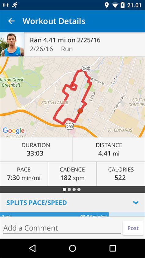 Map my run app.  From Log over 600 different types of workouts; record GPS-based activ...