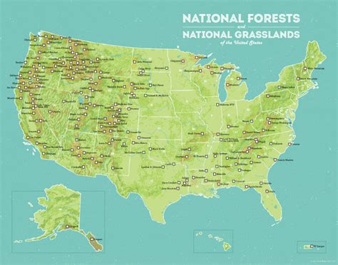 Map of national forests and national grasslands of the United States. …. 