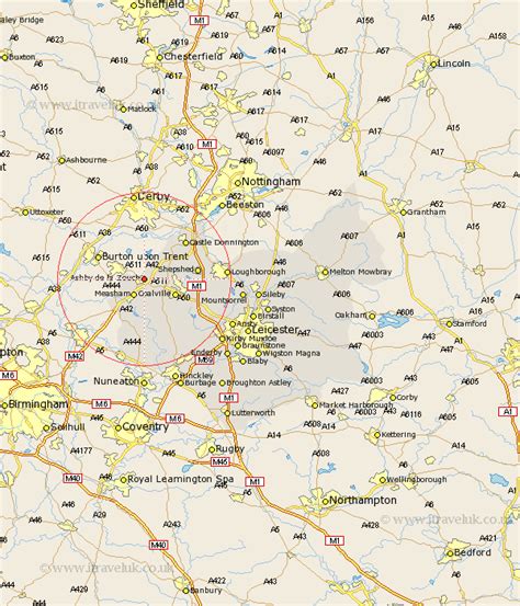 Map of Ashby de la Zouch, Leicestershire, England - road map, satellite