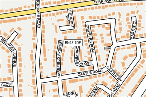 Map of BN13 1DF postcode