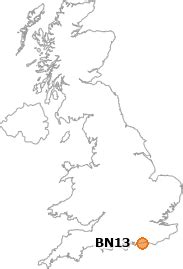 Map of BN13 2BS postcode - doogal.co.uk