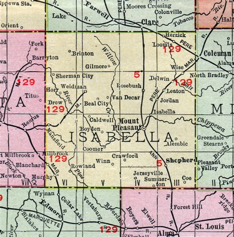 Map of Isabella County Michigan