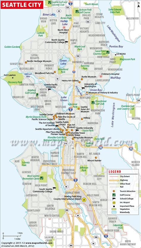 Map of Seattle The map of Seattle is a perfect guide to get