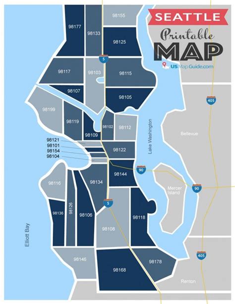 Map of Seattle postcode zip code and postcodes of Seattle