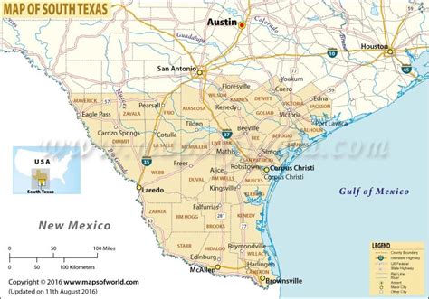 Map of South Texas with Cities and Counties, South Texas Map - USA St…