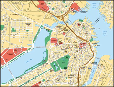 Map of boston usa. Maps of Boston, Cape Cod, State of Massachusetts and the United States of America 