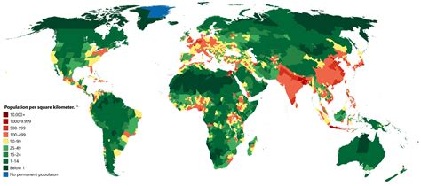 Map of countries by Population density, 2024 - knoema.com