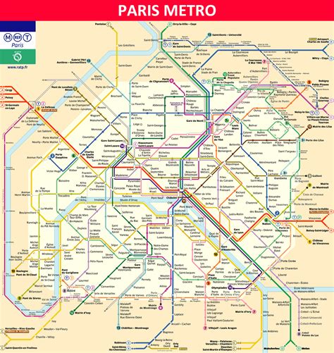 Map of paris metro. Paris subway, tube or underground is a transit system serving the city of Paris (France) with the urban, suburban & commuter train, the tram, the bus or the Noctilien night bus. The subway network has 16 lines and 302 stations forming a rail network of 136 miles (220 km). The Paris metro map is designed to make your journeys in Paris easier. 
