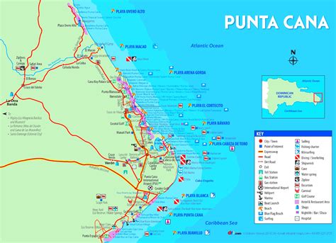Map of punta cana resorts. The Dominican Republic lies in the same waters as Cuba and Puerto Rico, taking up the eastern two-thirds of the island it shares with Haiti. Offering a lush interior with a mix of caves, Victorian gingerbread houses and the lore of pirates, plus 900 miles of coastline along its brim, island highlights include riding a cable car up Mount Isabel de Torres and … 