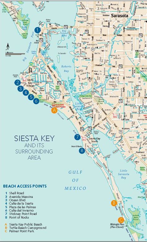 Map of siesta key florida. Mar 9, 2021 · On Stickney Point Road, Siesta Key Watersports gives you many nautical activity options! Charter a boat and go fishing, look at the dolphins, or ride around on a luxury catamaran. If you really want to indulge, fork over $45 and take the sunset sail! Wine, beer, soda, and water are all included, free of charge! 