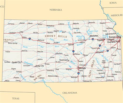 South Dakota. Map of Western Kansas. Map main roads highway West KS. Detailed map of Western Kansas. Free map of Western Kansas state. Western Kansas map with towns and cities. Western Kansas highways map. KS road map. Western Kansas freeways map with rest areas.. 