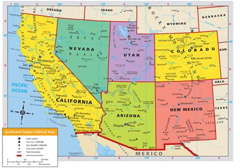 Map of southwestern states. 
