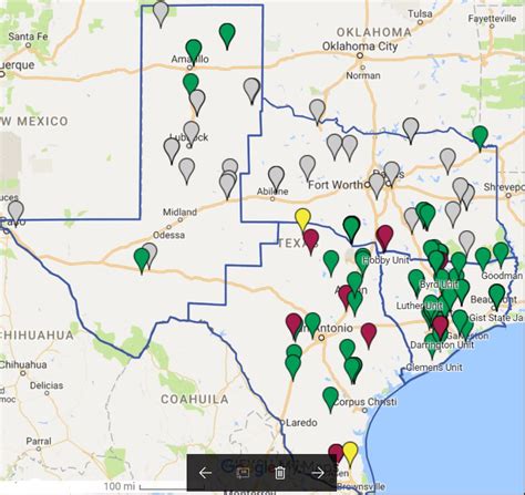 Map of texas prisons. Texas prisons recorded 40,000 telemedicine visits in 2010-2011 and 140,000 patient visits in 2019. 3,32 Telemedicine has reduced the cost of health care visits by $780 million from 1994 to 2008, and Texas reportedly saves between $200 and $1000 with each telemedicine visit. 3. 