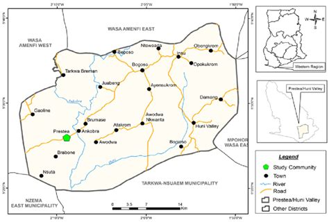 Map of the Prestea Huni-Valley District showing study …